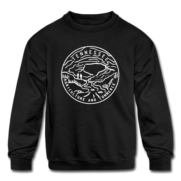 Tennessee Youth Sweatshirt - State Design Youth Tennessee Crewneck Sweatshirt - black