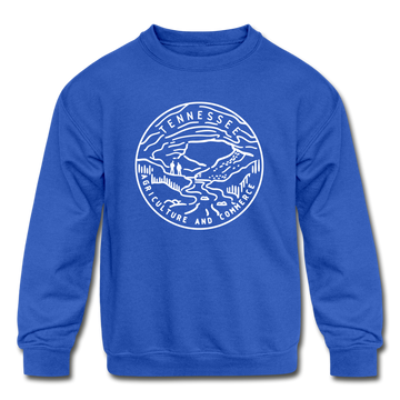 Tennessee Youth Sweatshirt - State Design Youth Tennessee Crewneck Sweatshirt - royal blue