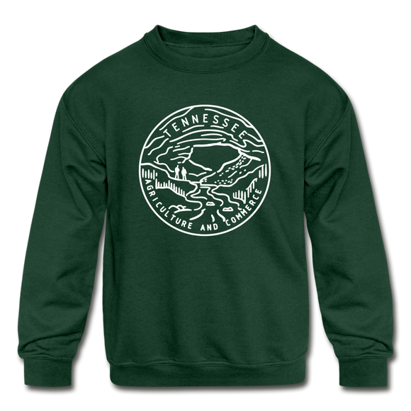 Tennessee Youth Sweatshirt - State Design Youth Tennessee Crewneck Sweatshirt - forest green