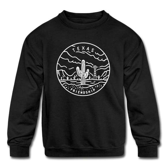 Texas Youth Sweatshirt - State Design Youth Texas Crewneck Sweatshirt - black