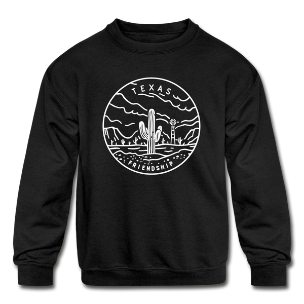 Texas Youth Sweatshirt - State Design Youth Texas Crewneck Sweatshirt - black