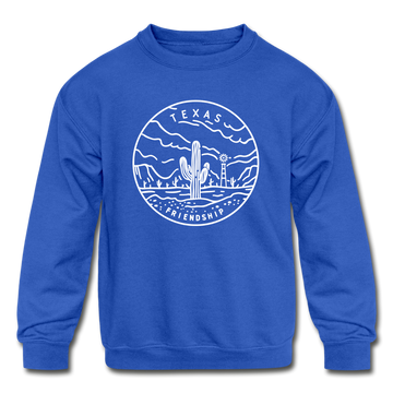Texas Youth Sweatshirt - State Design Youth Texas Crewneck Sweatshirt - royal blue
