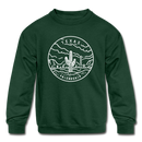 Texas Youth Sweatshirt - State Design Youth Texas Crewneck Sweatshirt - forest green