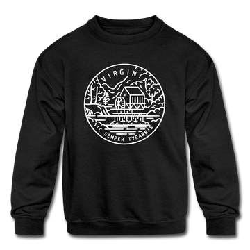Virginia Youth Sweatshirt - State Design Youth Virginia Crewneck Sweatshirt - black
