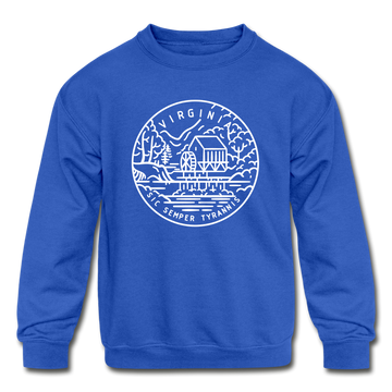 Virginia Youth Sweatshirt - State Design Youth Virginia Crewneck Sweatshirt - royal blue