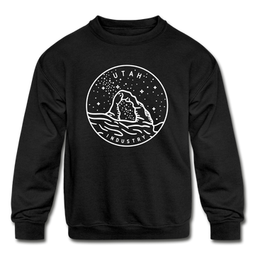 Utah Youth Sweatshirt - State Design Youth Utah Crewneck Sweatshirt - black