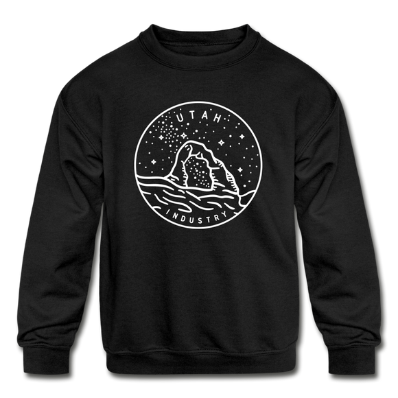 Utah Youth Sweatshirt - State Design Youth Utah Crewneck Sweatshirt - black