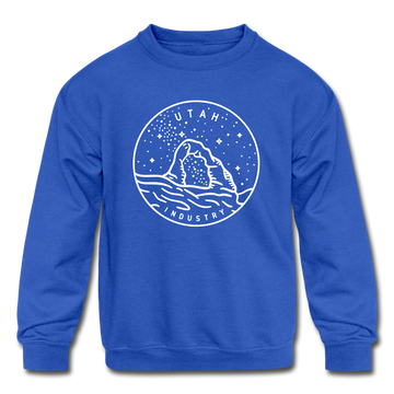 Utah Youth Sweatshirt - State Design Youth Utah Crewneck Sweatshirt - royal blue