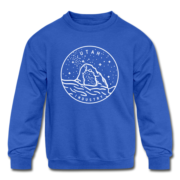 Utah Youth Sweatshirt - State Design Youth Utah Crewneck Sweatshirt - royal blue