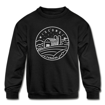 Wisconsin Youth Sweatshirt - State Design Youth Wisconsin Crewneck Sweatshirt - black