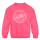 Wisconsin Youth Sweatshirt - State Design Youth Wisconsin Crewneck Sweatshirt - neon pink