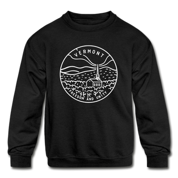 Vermont Youth Sweatshirt - State Design Youth Vermont Crewneck Sweatshirt - black