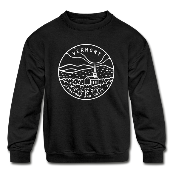 Vermont Youth Sweatshirt - State Design Youth Vermont Crewneck Sweatshirt - black