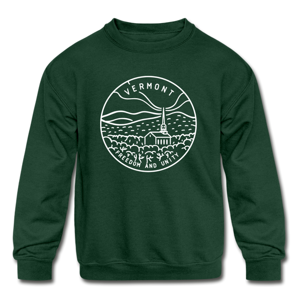 Vermont Youth Sweatshirt - State Design Youth Vermont Crewneck Sweatshirt - forest green
