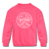 West Virginia Youth Sweatshirt - State Design Youth West Virginia Crewneck Sweatshirt - neon pink