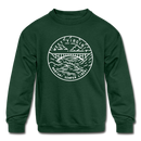 West Virginia Youth Sweatshirt - State Design Youth West Virginia Crewneck Sweatshirt - forest green