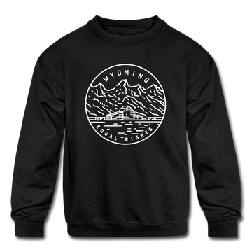 Wyoming Youth Sweatshirt - State Design Youth Wyoming Crewneck Sweatshirt - black