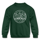 Wyoming Youth Sweatshirt - State Design Youth Wyoming Crewneck Sweatshirt - forest green