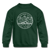 Wyoming Youth Sweatshirt - State Design Youth Wyoming Crewneck Sweatshirt - forest green