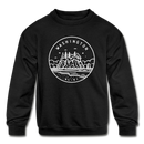 Washington Youth Sweatshirt - State Design Youth Washington Crewneck Sweatshirt - black
