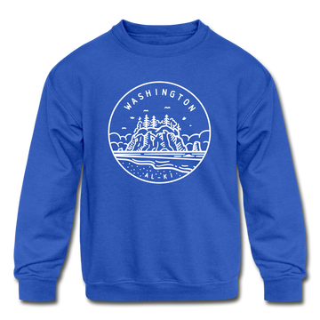 Washington Youth Sweatshirt - State Design Youth Washington Crewneck Sweatshirt - royal blue