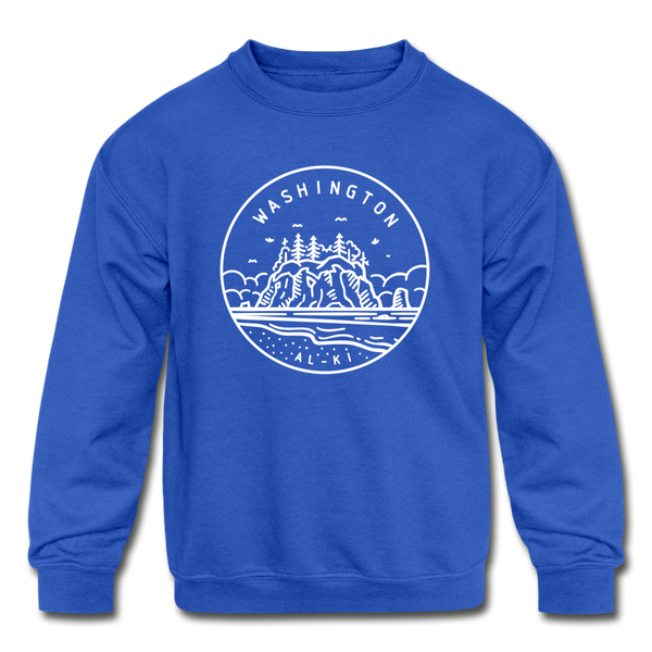 Washington Youth Sweatshirt - State Design Youth Washington Crewneck Sweatshirt - royal blue