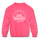 Washington Youth Sweatshirt - State Design Youth Washington Crewneck Sweatshirt - neon pink