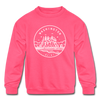Washington Youth Sweatshirt - State Design Youth Washington Crewneck Sweatshirt - neon pink