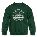 Washington Youth Sweatshirt - State Design Youth Washington Crewneck Sweatshirt - forest green