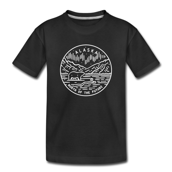 Alaska Youth T-Shirt - State Design Youth Alaska Tee - black