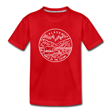 Alaska Youth T-Shirt - State Design Youth Alaska Tee - red