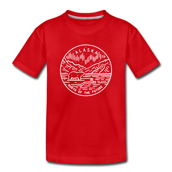 Alaska Youth T-Shirt - State Design Youth Alaska Tee - red