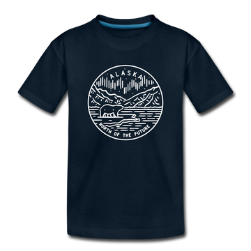 Alaska Youth T-Shirt - State Design Youth Alaska Tee - deep navy