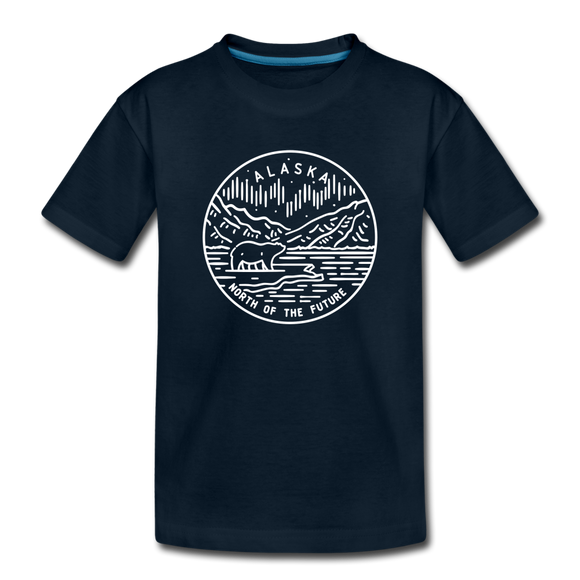 Alaska Youth T-Shirt - State Design Youth Alaska Tee - deep navy