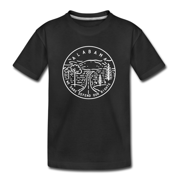 Alabama Youth T-Shirt - State Design Youth Alabama Tee - black