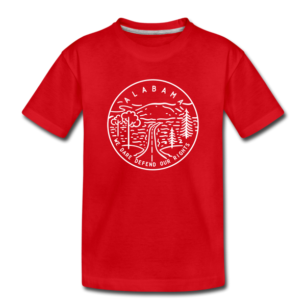 Alabama Youth T-Shirt - State Design Youth Alabama Tee - red