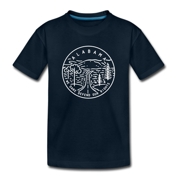Alabama Youth T-Shirt - State Design Youth Alabama Tee - deep navy