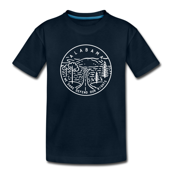Alabama Youth T-Shirt - State Design Youth Alabama Tee - deep navy