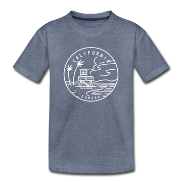California Youth T-Shirt - State Design Youth California Tee - heather blue