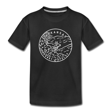 Arkansas Youth T-Shirt - State Design Youth Arkansas Tee - black