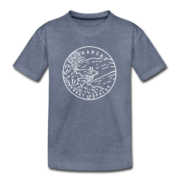 Arkansas Youth T-Shirt - State Design Youth Arkansas Tee - heather blue