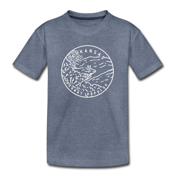 Arkansas Youth T-Shirt - State Design Youth Arkansas Tee - heather blue