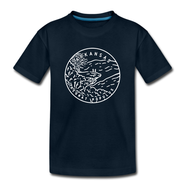 Arkansas Youth T-Shirt - State Design Youth Arkansas Tee - deep navy