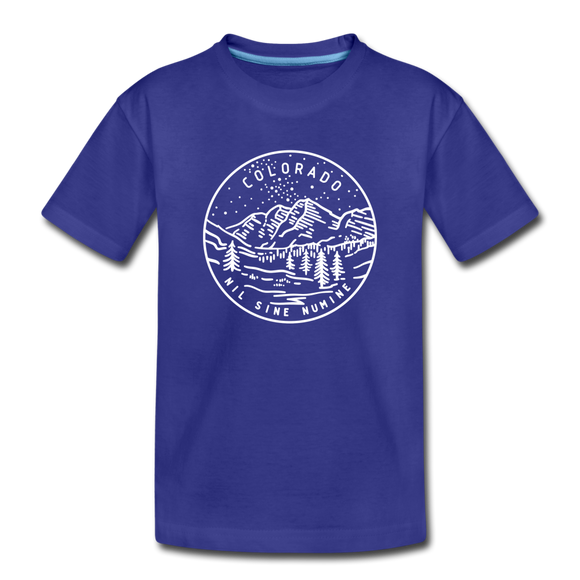 Colorado Youth T-Shirt - State Design Youth Colorado Tee - royal blue