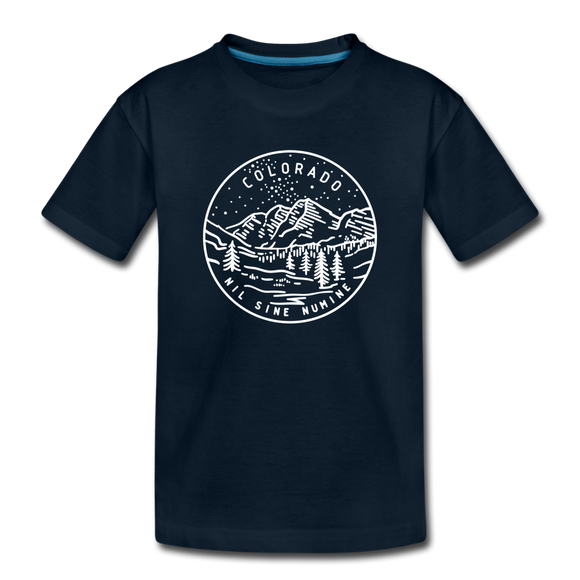 Colorado Youth T-Shirt - State Design Youth Colorado Tee - deep navy