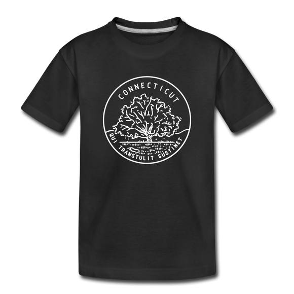 Connecticut Youth T-Shirt - State Design Youth Connecticut Tee - black
