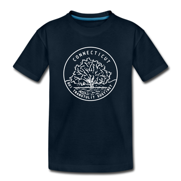 Connecticut Youth T-Shirt - State Design Youth Connecticut Tee - deep navy