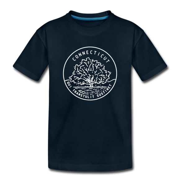 Connecticut Youth T-Shirt - State Design Youth Connecticut Tee - deep navy