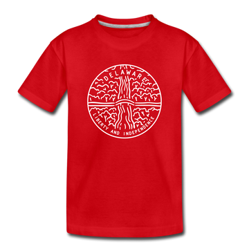 Delaware Youth T-Shirt - State Design Youth Delaware Tee - red