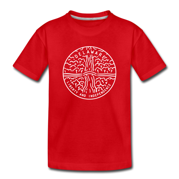 Delaware Youth T-Shirt - State Design Youth Delaware Tee - red